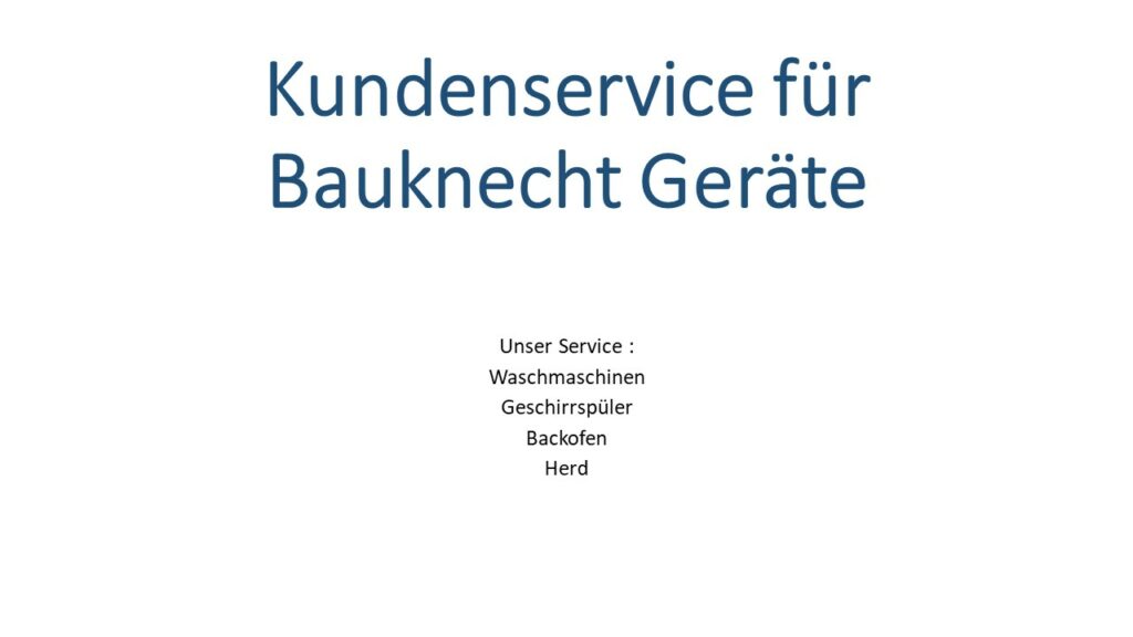 Bauknecht Kundendienst Hamburg